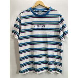 Vintage 90s Guess Striped Short Sleeve Shirt Women’s Medium 44" Chest